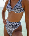 Noir top - ribbed - leopard